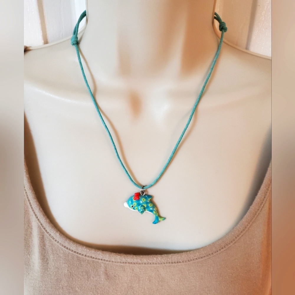 3/$14 NWOT Dolphin Necklace with adjustable cord